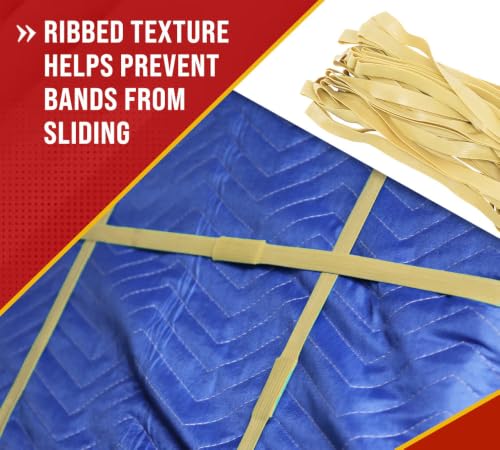 Mytee Products Small Moving Rubber Bands (48 Pack) - 25" Unstretched - 50" Fully Stretched - Yellow Rubber Mover Bands for Pallets, Moving Blankets, Moving Supplies, Boxes, Furniture, TV Bed Dresser