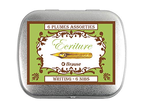 Brause 21002B - Pack of 6 metal writing nibs (2 nibs x Cito-fein + Rose + Sténo)