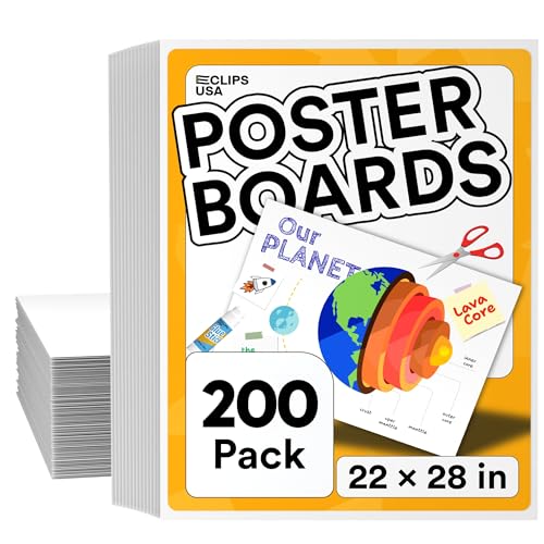 Poster Board White Poster Paper 22x28 Large Poster Board Bulk School Supplies (200, White)
