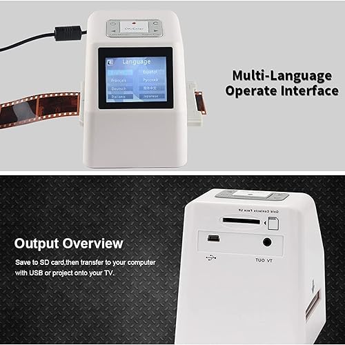 COYEUX Digital Film Slide Scanner, All-in-one Device Scan, View, Edit, Convert and Save, Multiple Languages ​​can Be Set for Operation,with 2.4 LCD Screen