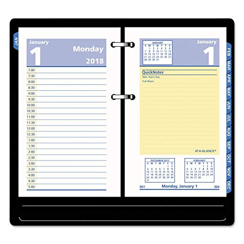 AT-A-GLANCE Daily Desk Calendar Refill, QuickNotes, January 2018 - December 2018, 3-1/2" x 6", Loose Leaf (E51750)