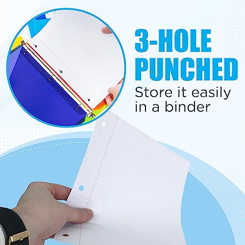 College Ruled Notebook Paper, Loose Leaf Lined Filler Paper for 3 Ring Binders - 10.5" X 8", for Students, School Classroom - 100 Sheets/Pack (12 Pack)