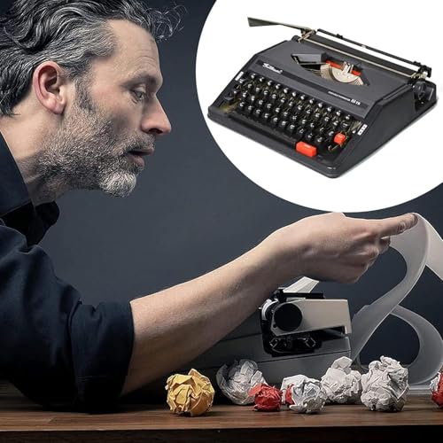Jiangtaom Classic Manual Typewriter, Retro Portable Manual Props Typewriter Antique Typewriter Decoration Artistic Design Typewriter(Black)