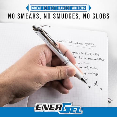 Pentel EnerGel RTX Pearl Liquid Gel Pen, (0.5mm) Needle Tip, Fine Line, Asstd. Ink, 14-Pk Plastic Box