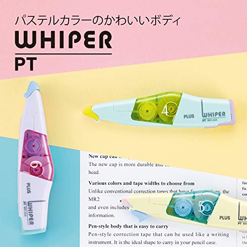 Plus Correction Tape, Whiter, PT, Main Unit, 0.2 inch (4 mm), 1 Piece, Replacement Tape, 0.2 inch (4 mm), 3 Pieces, Pale Green