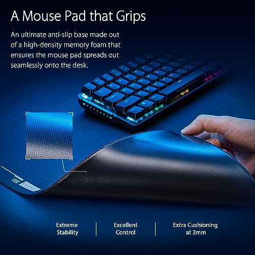 ASUS ROG Hone Ace XXL Gaming Mouse Pad – 35.4” x 15.7", (XXL Size), Extra-Cushioning, Table-Sized for Wide, Smooth Glide and Control, Water/Oil/Dust-Resistant, Extra-Soft Non-Slip Rubber Base - Black