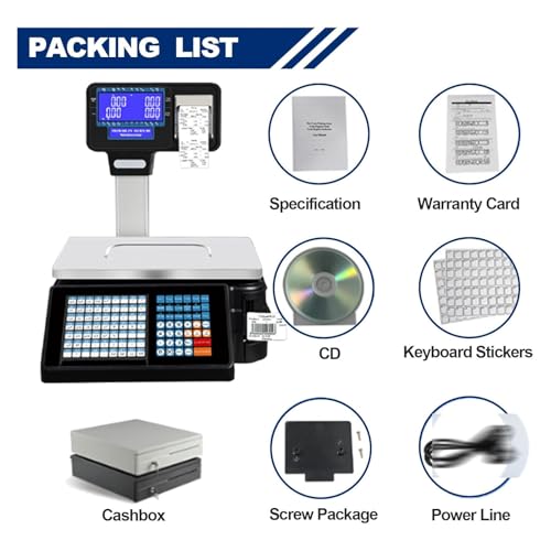 OGMOYT Digital Label Printing Scale with Thermal Printer and LCD Display for Retail and Shipping ，C
