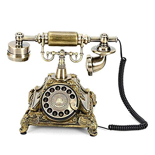 TSMBIKE Retro Old Fashioned Telephone Telephone Rotary Dial Telephones Retro Landline Desk Telephone,Corded Phone for Home and Decor Rotary Dial Home Phone (Brass