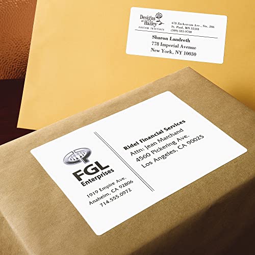 Avery Printable Shipping Labels with Sure Feed, 3-1/2" x 5", White, 400 Blank Mailing Labels for Laser Printers (5168)