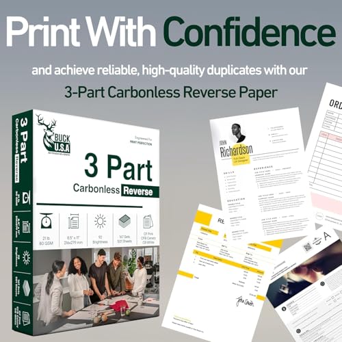 3 Part Reverse Carbonless NCR Paper (5900), 8 Reams, 8.5" x 11" Collated Paper, 1336 Sets, 4008 Sheets, 92 Bright, CF Pink/CFB Canary/CB White - Ideal for Laser & Digital Printers
