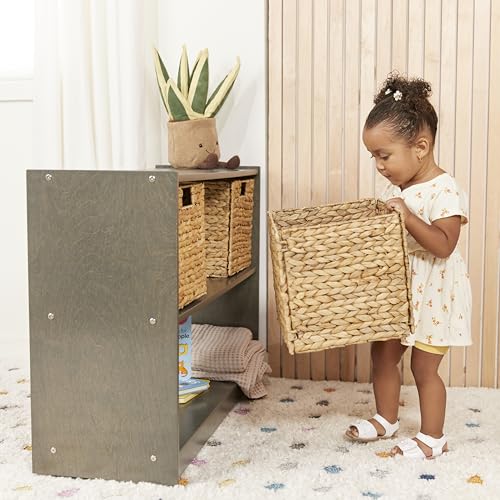 ECR4Kids 2-Shelf Mobile Storage Cabinet, Double-Sided, Grey Wash