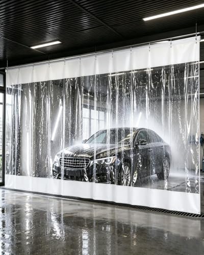 Garage Divider Curtain White, Vinyl Curtain, Work Area Room Separation Wall