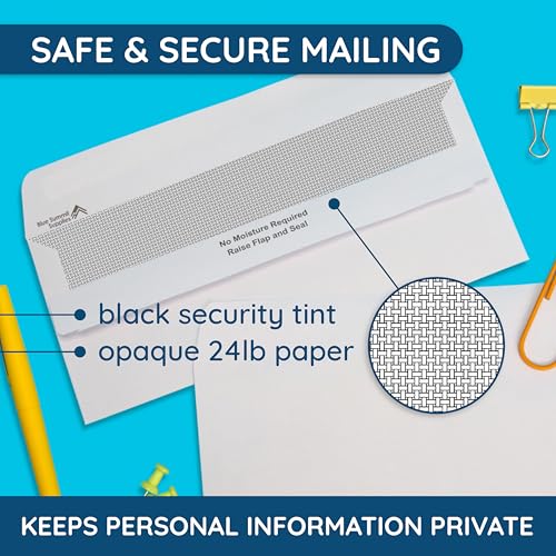 Blue Summit Supplies 500#10 Windowless Security Envelopes, Flip & Seal