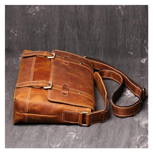 Vintage Crossbody Bag For Men Leather Messenger Bag For Men 12.9 Inch Laptop Mens Shoulder Bag Large Capacity