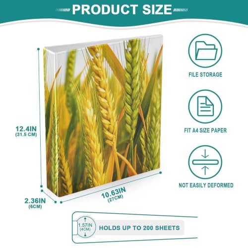 Xpdkjwd Wheat Field Pattern 3 Ring Binder Can Hold 200 Letter Size Binders, Suitable for Home, Office, Dormitory, 2Pcs