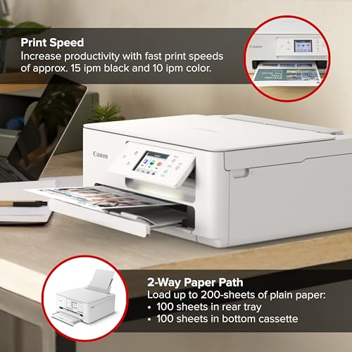Canon PIXMA TS7720 Wireless All-in-One Color Inkjet Printer – Print, Copy, Scan – Auto Duplex, 15/10 PPM, 2.7” Touchscreen, Compact Home Photo Printer with Easy Setup