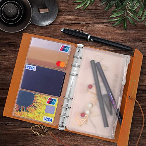 ONMYJFD A6 PU Leather Binder Budget Cover with 10Pcs Binder Pockets/2Pcs Binder Cards/2 Label Stickers for Cash Envelopes, Card Storage(C)