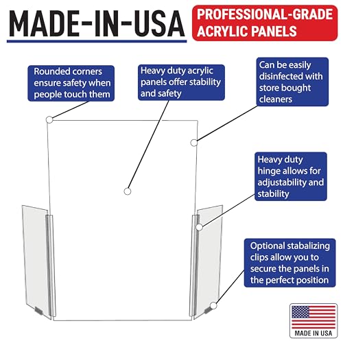 30" x 42" Acrylic Shield Plexiglass Sneeze Guard Barrier, for Counters, Tables, Checkouts, or Desks - Shields and Protects Employees and Cashiers from Coughing and Sneezing - Made in USA