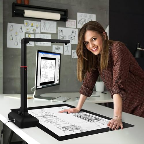 A2/A3 Large Format Book & Document Scanner, 26MP High Resolution Overhead Scanner, with Auto-Flatten & OCR, Non-Destructive Scanning for Maps, Newspapers