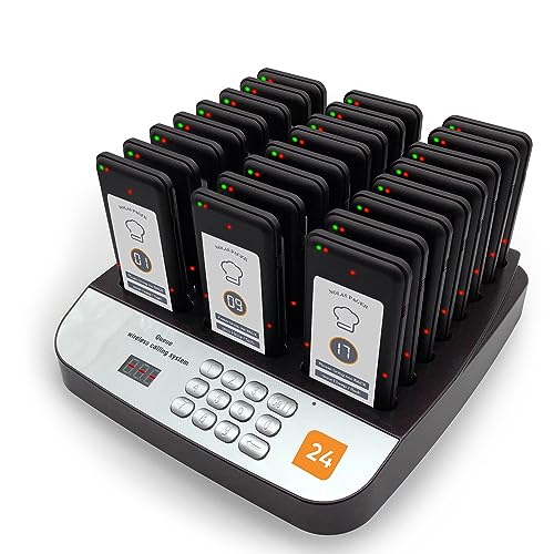 24pc Pagers for Restaurant, Long Distance Order Ready Food Truck Buzzer
