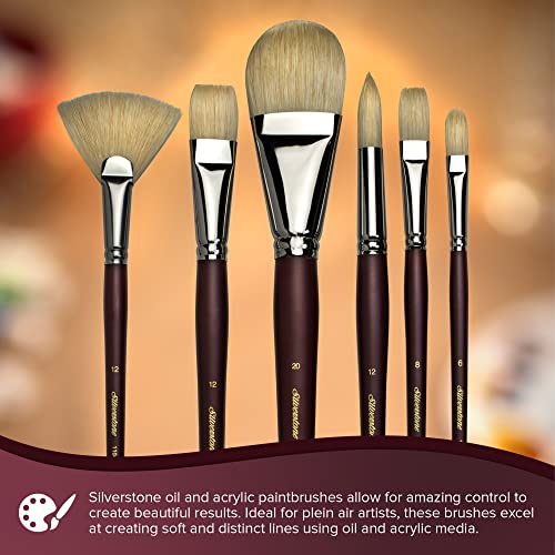 Silver Brush Limited Silverstone Filbert Oil Brush, Size 18, Long Handle