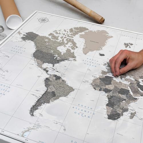 World Travel Wall Map Poster | Push Pin Travel Map Print for Travel Tracking (53 x 40)