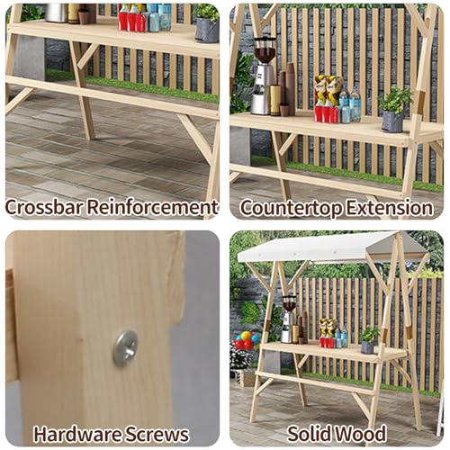ZXZMX Foldable Wooden Stall Booth Set, Portable Market Kiosk Display Stand, 120/150cm Width, Lightweight Easy Assembly for Farmers Market & Events(Blue,47.2 x 23.6 x 78.7 in)
