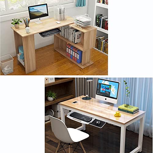 FKHFTI Under Desk Mounted Keyboard Tray, Steel Keyboard Drawer Under Desk Slide with Rotational Mouse Platform, Sliding Tray Desk Extender (Grey)