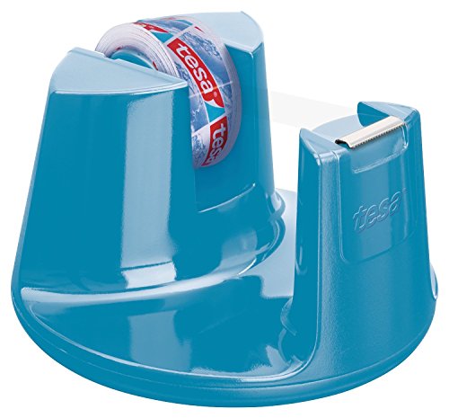 tesa UK Tape Desk Dispenser +1 Free Roll Crystal 10 m x 15 mm - Blue
