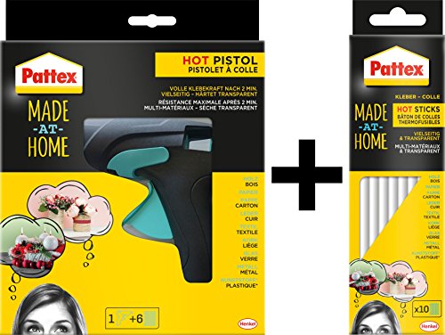 Pattex Glue Gun Made at Home, with 6 Glue Sticks/Klebepistole Economy Kit + 10 Extra Sticks