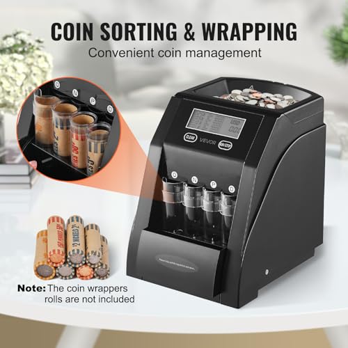 VEVOR USD Coin Sorter, Coin Counter Machine for Sorting ¢1 ¢5 ¢10 ¢25 Coins