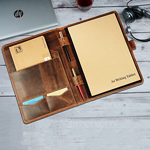 CestAntiQ Full Grain Leather Legal Pad Portfolio Organizer for Work, Brown