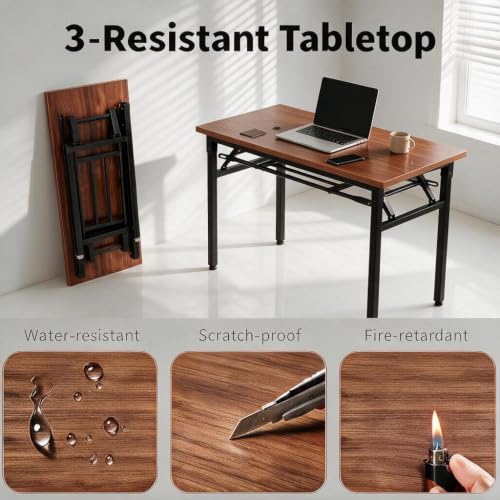 KGHJWWV Folding Conference Table, Heavy Duty Foldable Training Table with Storage Shelf, No‑Assembly Multi‑Purpose Rectangular Portable Desk for Office Meeting, Training, Home, Banquet,1