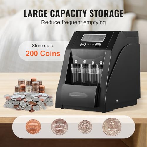 VEVOR USD Coin Sorter, Coin Counter Machine for Sorting ¢1 ¢5 ¢10 ¢25 Coins