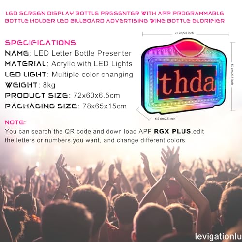 APP-Programmable LED Acrylic Handheld Light Box with RGB Color Change & Scrolling Message - VIP Bottle Service Sign Board & Presenter for Weddings, Nightclubs, Bars, Parties, Birthdays