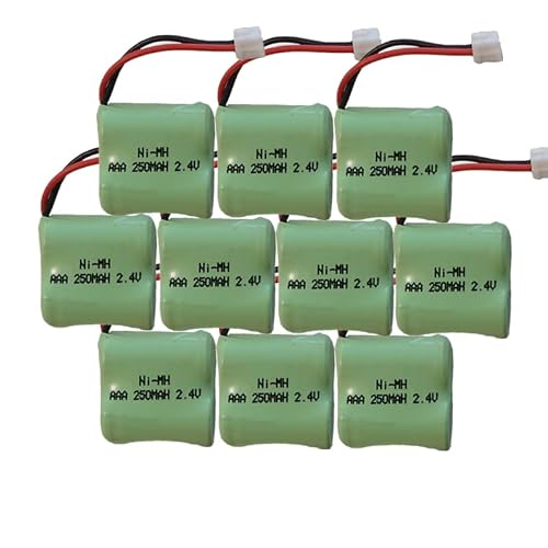 HUBATS 2.4V 250mAh 1/2AAA Ni-MH 10pcs AAA Battery for Wireless Guest Paging Systems Cordless Phone