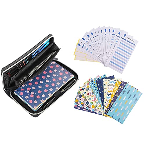 QERTYHKK All-in- Cash Budget Binder Envelope System Wallet with Envelopes, Sheets Labels, for Budgeting and Saving Money