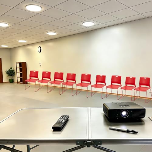 Red Stackable Chairs Set of 8 for Break Conference Room Church Banquet