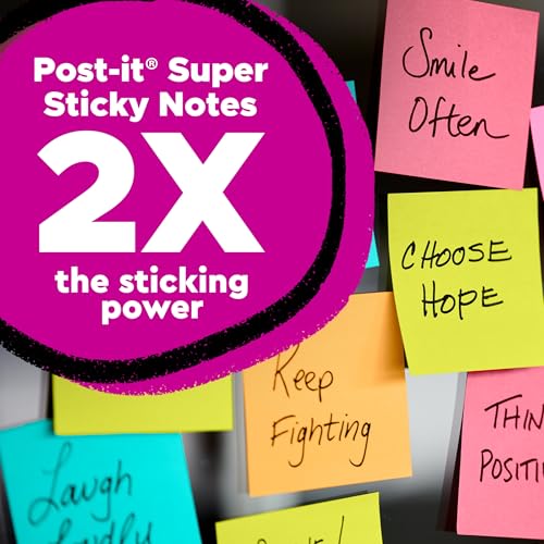 Post-it Super Sticky Dispenser Pop-up Notes, 18 Sticky Note Pads, 1620 Sheets, 3 x 3 in., 2X Sticking Power, School and Oﬃce Supplies, Use with Post-it Note Dispensers, Playful Primaries Collection