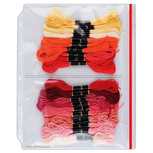 StoreSMART – Multi-Pocket Zipper Binder Page for Embroidery & Cross-Stitch Floss Storage – 2 Pocket - 50-Pack - (CRFT600-2-FLOSS-50)