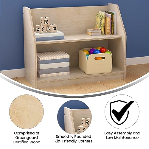 Classroom Essentials Commercial Grade Modular 2 Shelf Wooden Classroom Display Shelf, Natural
