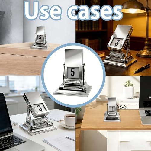 Retro Metal Flip Perpetual Desk Calendar, Mechanical Desktop Calendar,with Day and Month Indicators,for Home Office Decor