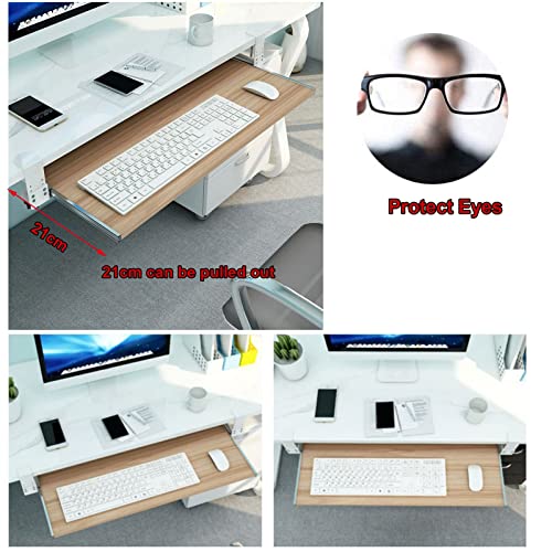 GAZOGJ 5 Colors Wooden Keyboard Tray Under Desk Slide-Out Keyboard Drawers Platforms - Install Without Drilling - for Home/Office/Club Computer Desk Extender Keyboard Shelf,Walnut-75x30cm(30x12Inch)
