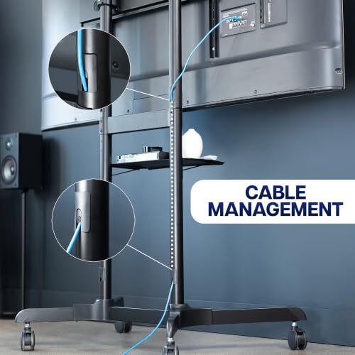 VIVO Black Extra Tall TV Cart & Shelf for 55-100 in Screens, STAND-TV100ET