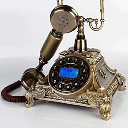 Antique Phone European Retro Phone Resin Metal Body Button Dial Vintage Landline,#1