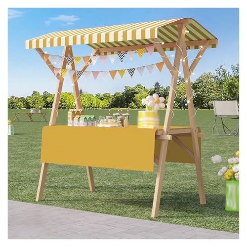 WAHHWF Stall Display Stand Wood Food Cart, for Craft Shows/Retail Kiosks/Booth, Floor-Standing Vendor Table Carts, Practical & Lightweight(Yellow,180x60 cm/71x24 in)