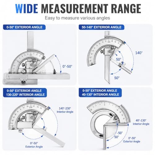 YZHYY Angle Protractor, 0-320° Accuracy 0.02° with Storage Box