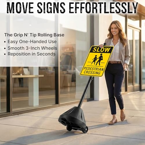 Grip N Tip 60" Heavy Duty Steel Portable Sign Holder, Black, 2 Pack