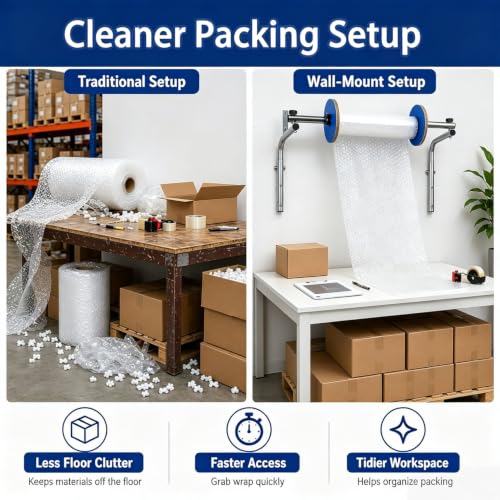 YNBXM Bubble Foam Wrap Roll Dispenser, Tabletop Bubble Cushioning Holder, Optional Size and Easy to Install, Sturdy and Tool-Free Adjustment, for Shipping Stations, Warehouses Moving & 40cm