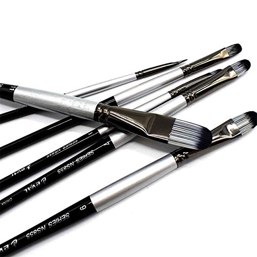 HBJWOV 6PCS Filbert Nylon Hair Oil Acrylic Artist Painting Brush Set for School Professional Drawing Watercolor Brush Art Supplies